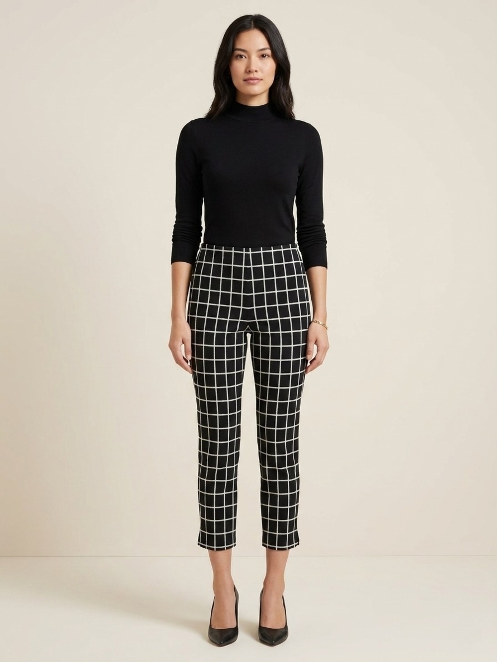 Joseph Ribkoff Cropped Grid Pants Plaid Windowpane QuietLuxury Office Trousers 4